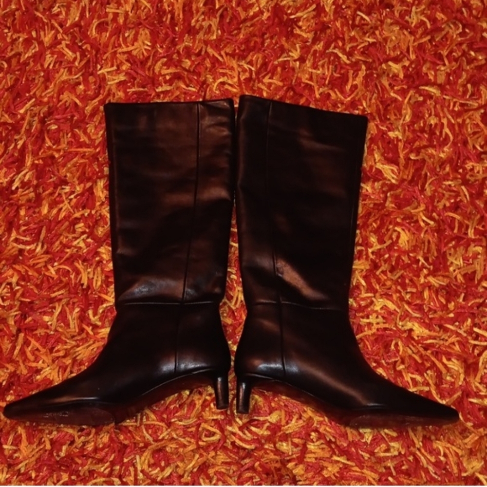 Mango Genuine Leather Boots With Square Toe and Kitten Heel - Picture 4 of 13